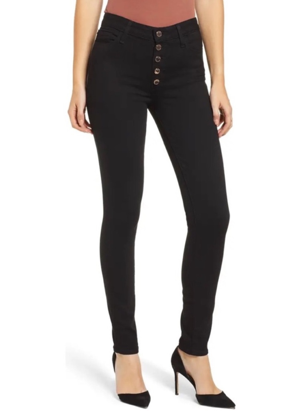 Paige Black Hoxton Ultra Skinny High Rise Button Fly Jeans Women's 32 Stretch